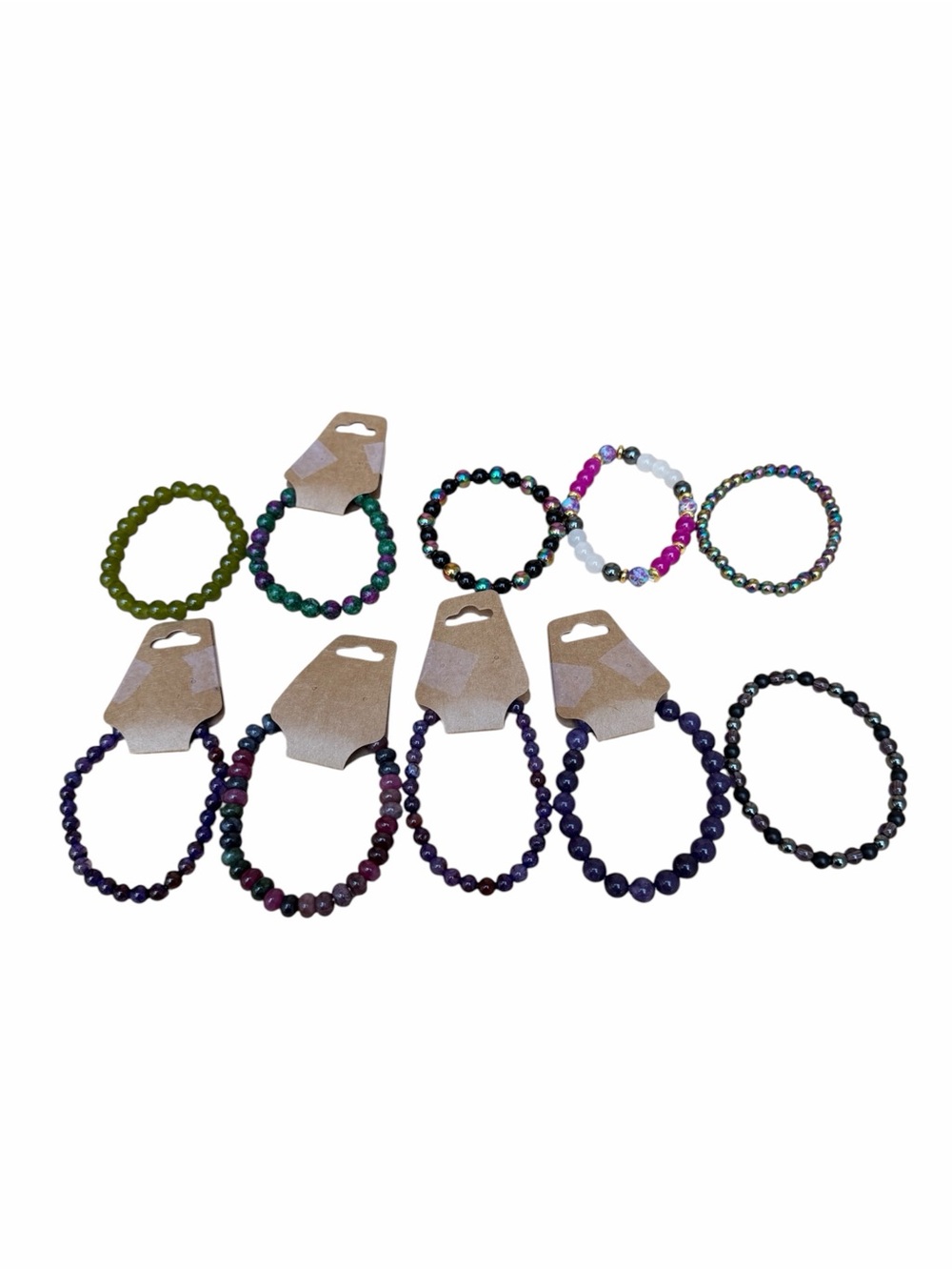 Beaded Stretch Bracelets - Assorted Black, Blue, & More Dark Multicolor New